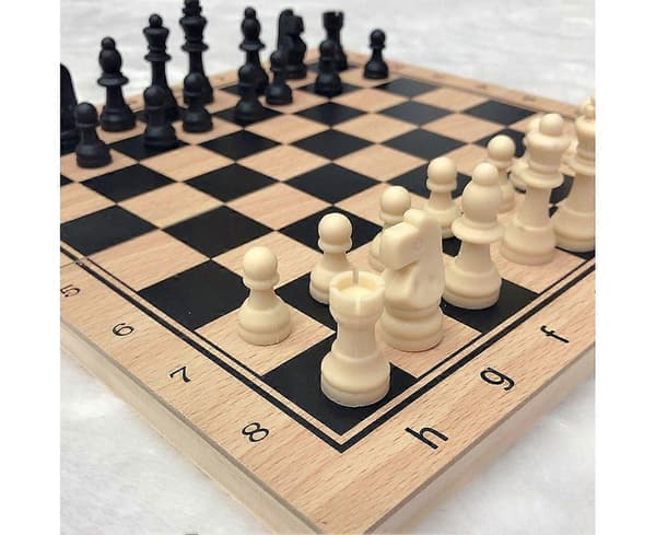 3 i 1 Hopfällbart Schack Dam Backgammon Brädspel Skrivbordsspel Pussel Leksak - 29cm [DB]