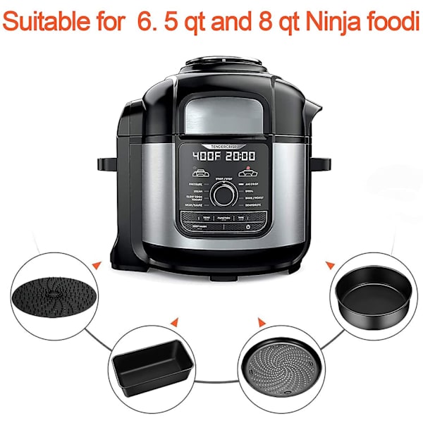 Db Bakset för Ninja Foodi 6.5, 8Qt, tillbehörskruka, nonstick bakformset med multipanna, Crisper P black