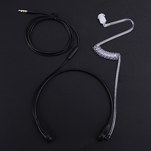 3,5 mm Halsmikrofon Headset Hemmelig Akustisk Rør FBI Øretelefon Til Telefon Android [DB] Black