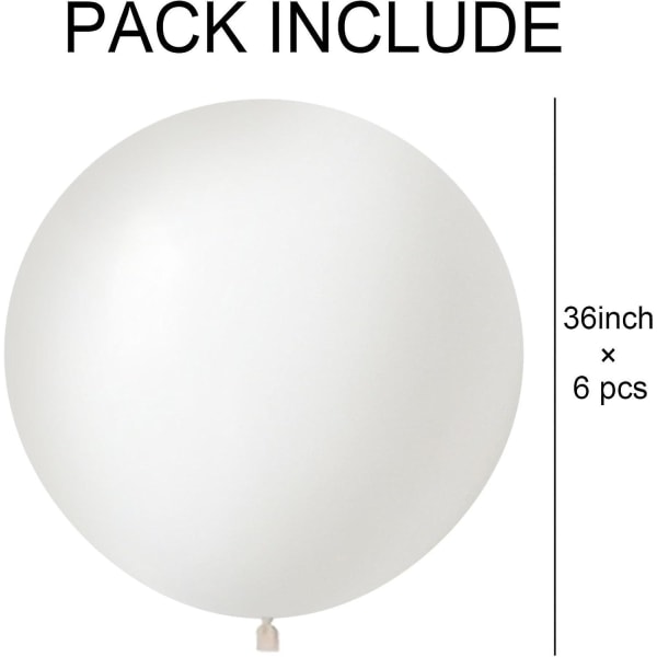 6 kpl 36 tuuman valkoisia jättiläisilmapalloja erikoistilaisuuksiin