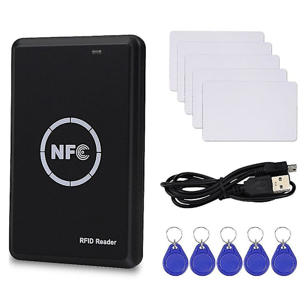 RFID- ja NFC-kopioija, avaimenperä- ja älykortinlukija ja -kirjoitin, 13,56 MHz, salattu ohjelmoija, USA {db} black