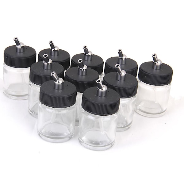 10 x 22cc Airbrush Flaske Tomme Glass Krukker med Sugepumpe Lokk Spray Topp [DB]