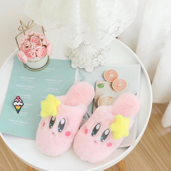 Nye Kawaii Star Kirby Tøfler Søde Indendørs Anime Kirby Plys Sko Vinter Skridsikre Varme Kvinder Hjem Bomuld Tøfler Piger Gave [DB] Size36-38 KIRBY