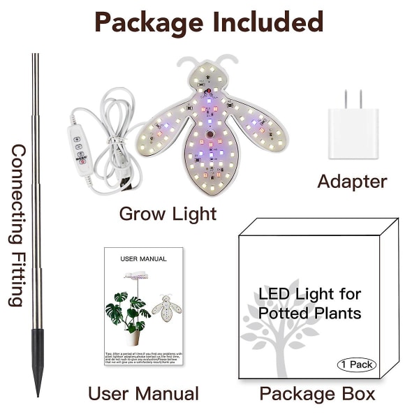 Full-spectrum 66 Led plantelys, 5 lysstyrkeniveauer