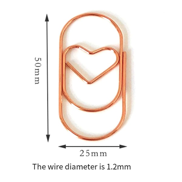 50 stk Papirklips Søt kjærlighet Hjerteformede papirklips Papirklips Bokmerkeklips For kontorskolebordarrangører