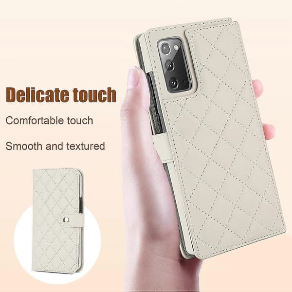 Rhombic-nahkakotelo Samsung Galaxy Note20:lle [DB] White