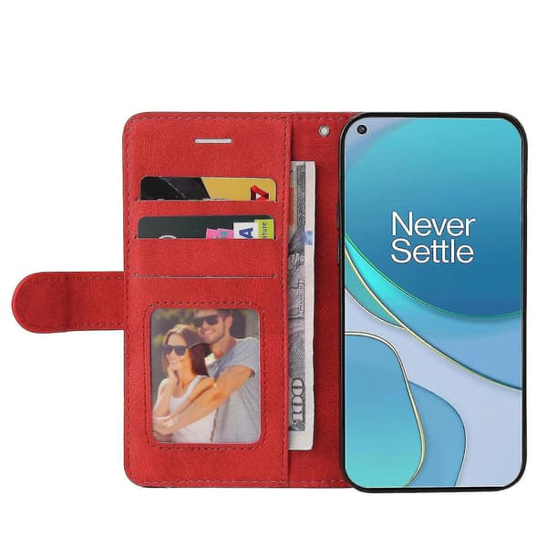 Kompatibelt med OnePlus 9 Fodral Kort PU-läder Plånboksfodral - Röd[DB]