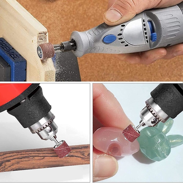 120 Delar Slipphylsor Set, Trumslippapper Set Inklusive 126 Slippapper Bälten 6 Delar Sliptrumma För Dremel Vridverktygsuperma [Db]