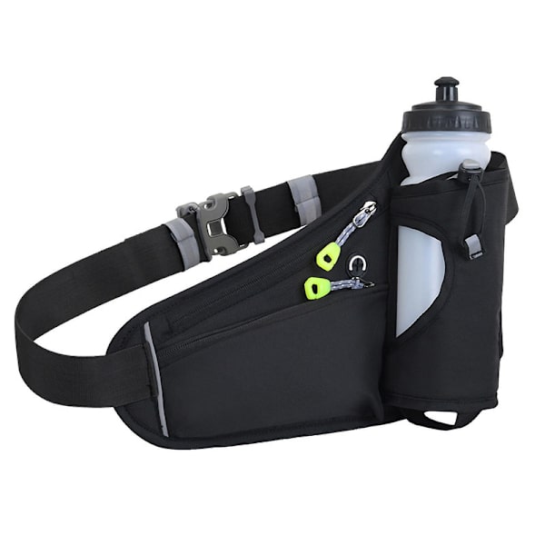 Gym Bag Multifunktionell utomhus Fitness Sport Midjeväska Vattenflaska Väska DB Black One Size