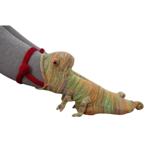 Stickade Krokodilsstrumpor Kvinna / Man Kreativ Djurmodellering Och Ankelstrumpor Varm Försörjning Inomhusgolv På Vintern {Db} Chameleon