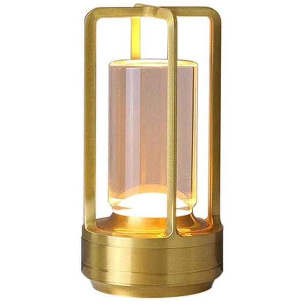 Krystal Lanterne Lampe, Krystal Bordlampe Genopladelig, Krystal Touch Lampe, Bærbar LED Skrivebordslampe, Ledningsfri Bordlampe db Gold
