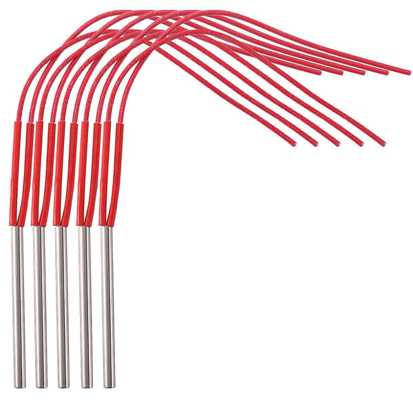5 stk Elektriske Elementer 220V 6mm Rørdiameter Rustfritt Stål Rørformede Varmeelementer Effekt 120W {Db} Silver  Red