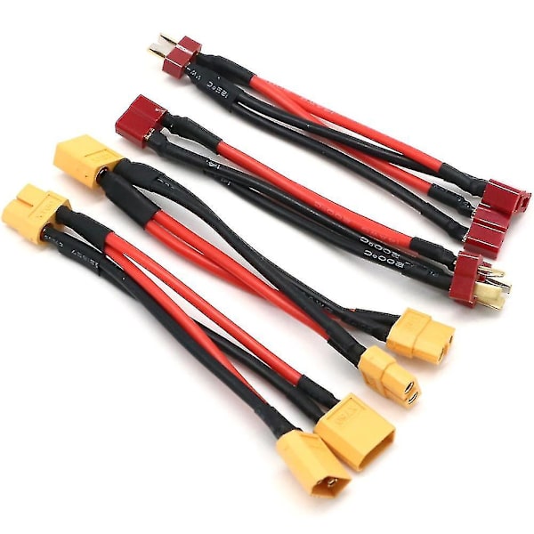 Xt60 Parallell Batterikonnektor Han/Hona Kabel Dubbel Förlängning Y-Split/3 Vägar 14Awg Silikontråd F {Db} T 1 M to 2 F