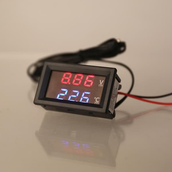 12V 24V Bil Voltmeter LED Digital Display Voltmeter Panel Temperaturmåler db