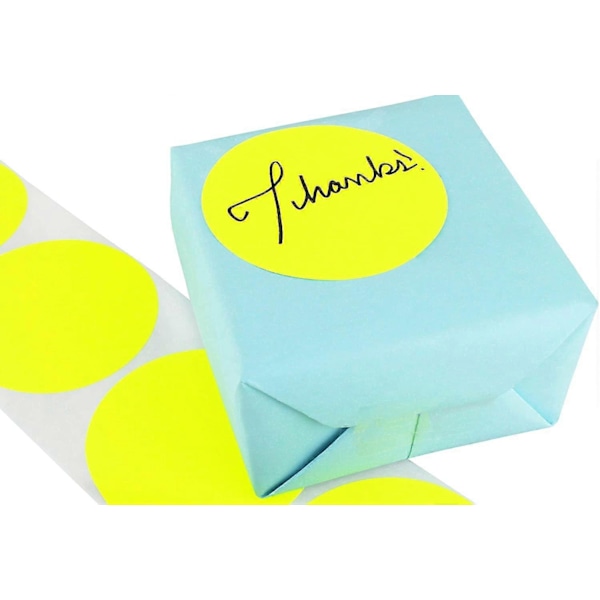 Tarrat, 5 cm pyöreät, irrotettavat värikooditarrat, 500 per rulla [db] Fluorescent Yellow