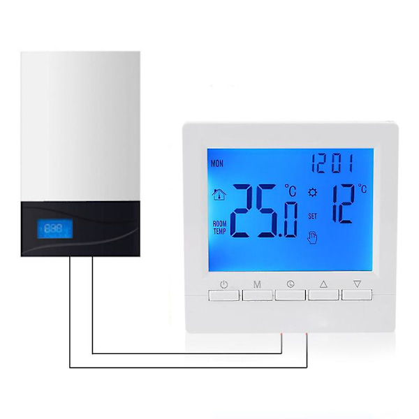 Älytermostaatti Kotitaloudelle Taustavalaistulla LCD-näytöllä, Suuri Näyttö, Seinäasennus, Huoneen Lämpötilan Ohjain, Kotitaloustuotteet [DB] Black