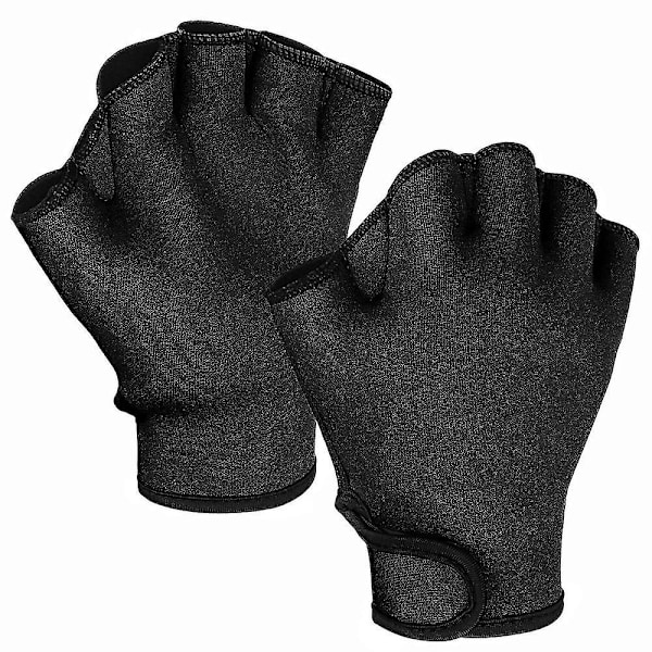 Aqua Gloves - Verkkokädet Uinnin Vastus- ja Vesiaerobic-harjoitteluun Hengittävä Yleismaailmallinen Hansikas [Db] Black M