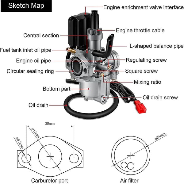 Karburator til motor Karburator til 50cc 2-takts motorcykelkarburator [DB]