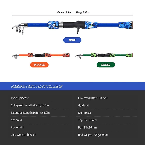 165cm Lasten Kalastusonkisetti Teleskooppinen Kannettava Mukava Ote Kalastusonkisarja Kelalla Jää Fi