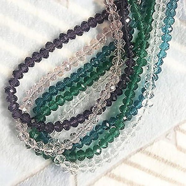 1000 stk. Krystallglass Rondelleperler: Smykkefremstilling Briolette Spacer Beads (10 farger)