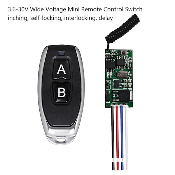 12v 24v Trådløs Fjernkontroll Relémottaker 3.6v Mikro Fjernkontrollbryter [DB] Black A3