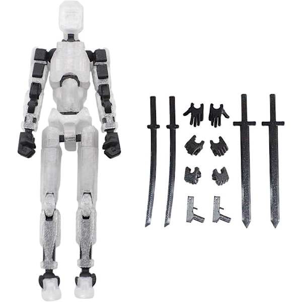 T13 Actionfigur, Titan 13 Actionfigur, 3D-tryckt multiledbar rörlig T13 Actionfigur, Lucky 13 Actionfigur Skrivbordsdekor Present Db Transparent