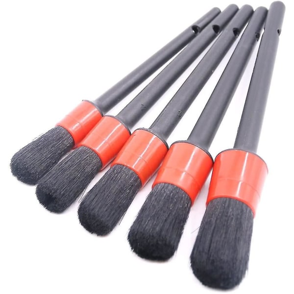 5 kpl Premium Natural Boar Hair Detail Brush Set, Automotive Detailing Brushes