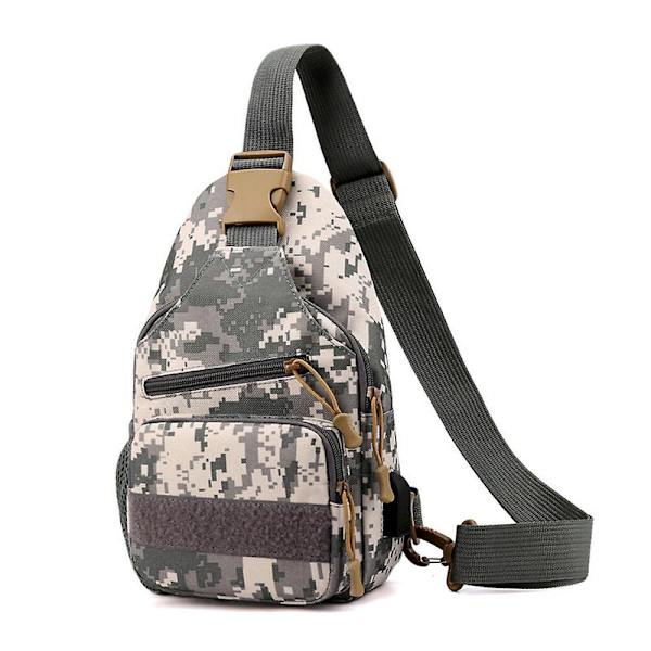 Mote menn Camo Tactical Justerbar Rem Stropp Skulderpose Cross-body Bag Messenger Bag Sport Brystpose DB White Camo