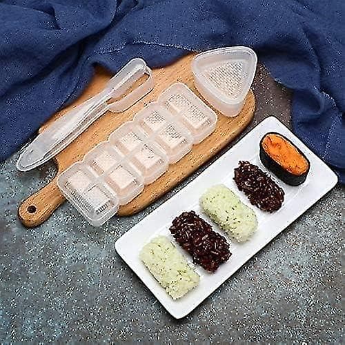 3-pack japanskt sushiform-set för nigiri, triangelformad sushipress, 5-rullars rektangulär sushiform