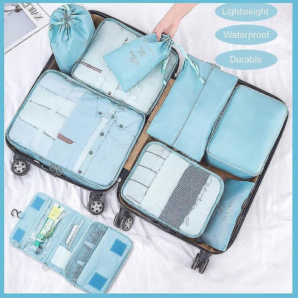 9 Set Packningskuber Resväskor Packningsorganisatörer För Reseaccessoarer DB Black