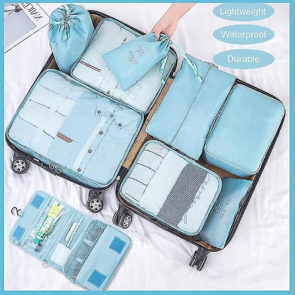 9 Set Packningskuber Resväskor Packningsorganisatörer För Reseaccessoarer DB Grey