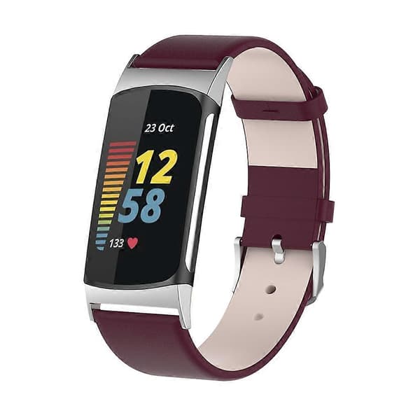 Kellon ranneke nahkainen ranneke Fitbit-Charge 5:lle älykellolle [DB] Red