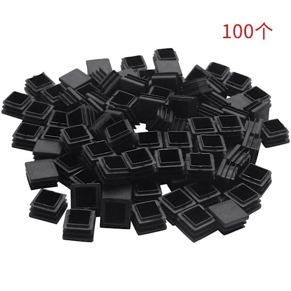 DB 100 stk. Plastik Firkantrørsindsatser Endepropper 20 mm x 20 mm Sort black