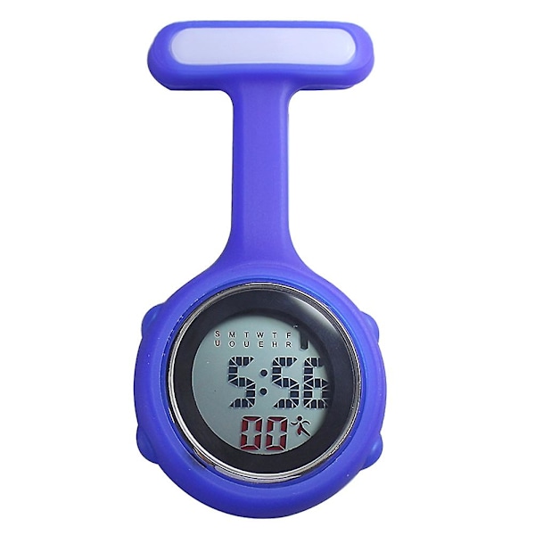1 stk. Digital Display Ur-Klips Fob Sygeplejerske Brosche Nål Hæng Lomme Elektrisk Ur {DB} Blue