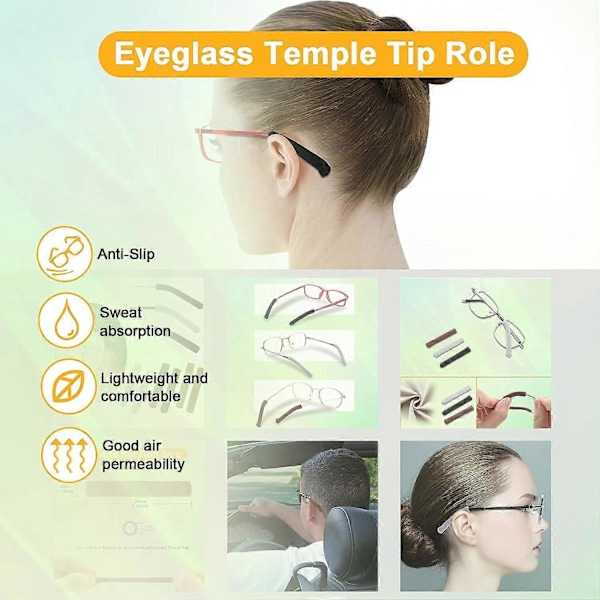 3 Par Bløde Strikkede Bomuldsstof Brille Stangspidser Ærmeholder, Anti-Slip Elastiske Komfort Brilleholdere Puder til Briller [DB] 3colors