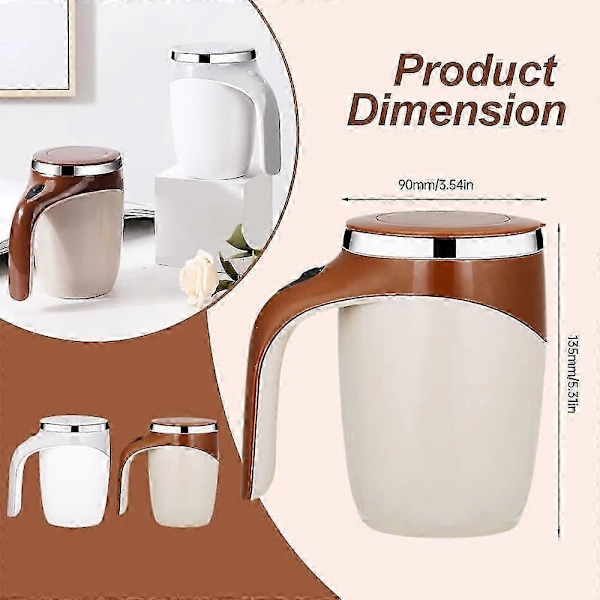 Automatisk Magnetisk Självrörande Kaffemugg, Självblandande Kaffekopp i Rostfritt Stål med Lock för Kaffe, Mjölk db Coffee