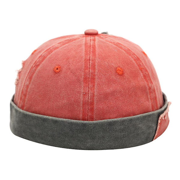 Sinknap Brimless Hat Justerbar Design Retro Casual Åndbar Brimless Skullcap Beanies Hat Cap Streetwear {Db} Orange