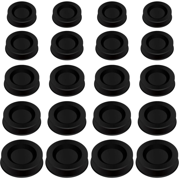 20 stk svarte plast sparebøssepropper, 5 størrelser sparebøsse svart runde plugger plugger for sparebøsser (svart) svart