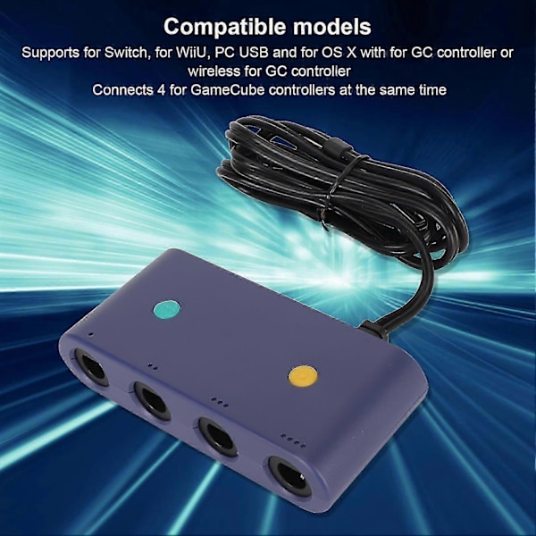 for Gamecube Kontroller Adapter 3 i 1 Spillkontroller Konverter for Wiiu for Switch PC db