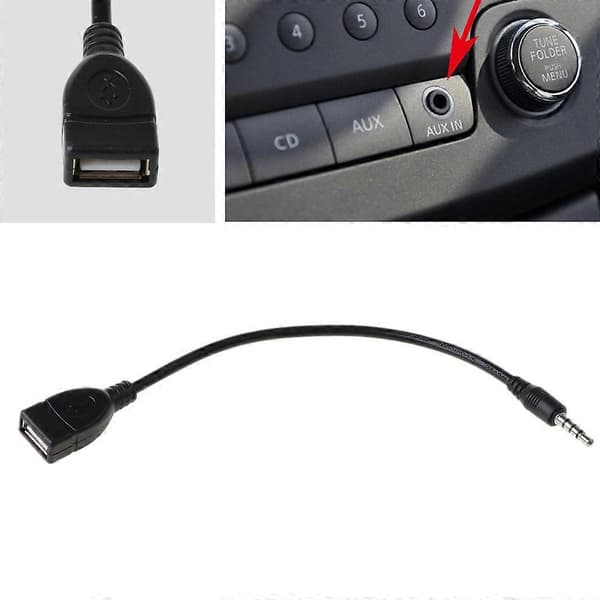 Bærbart 3,5 mm til USB konverterkabel tilsluttes bilens AUX-interface [db]