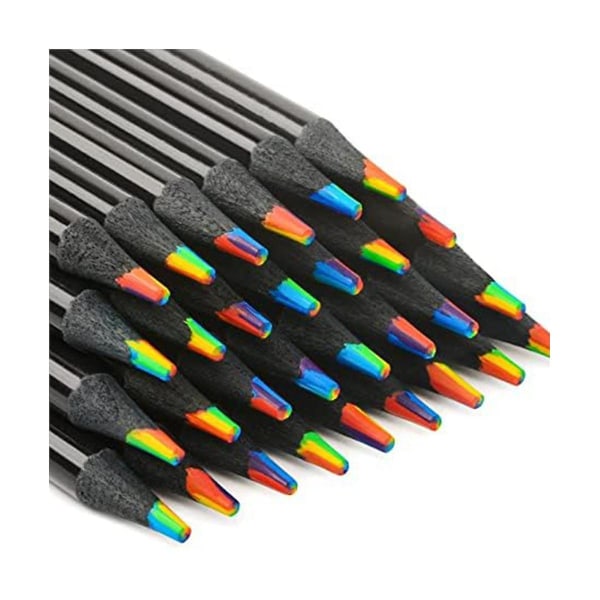 Regnbågsfärgade träpennor, 7 färger i 1 regnbågspennor, för ritning, färgskiss, multi