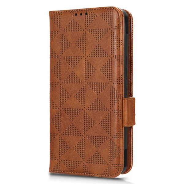 För Asus ROG Phone 7 5G Mobiltelefon Plånboksfodral PU Läder Präglat Triangel Ställ Skydd [DB] Brown