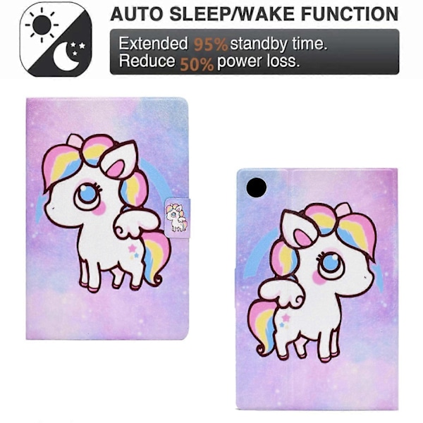 Kuvioitu nahkainen tablettikotelo Samsung Galaxy Tab A9+:lle, korttipaikoilla [DB] Colorful Horse