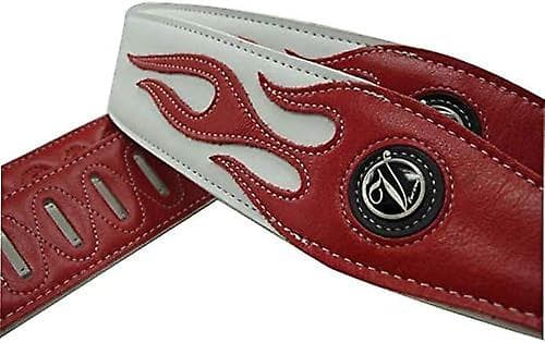 SQCLV Cool Lightning Pattern/Flame Guitar Strap Sähkökitaralle/Bassolle db White