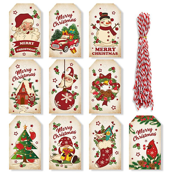 50 kpl lahjakortteja paperilaput DIY lahjapakkaus tarvikkeet joulukuusi riippuva koristeet 2024 uusi vuosi koristelu [Db] 50pcs-set1