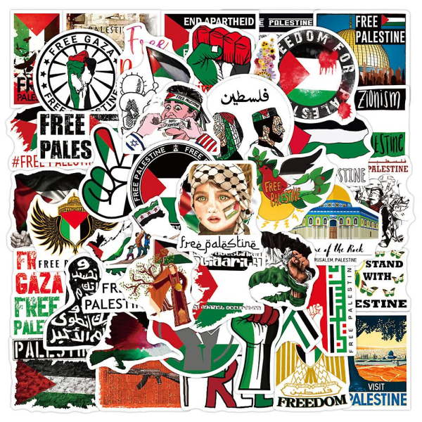 100 ark tegneserie gratis Palæstina-klistermærker Søde Palæstina-klistermærker til bærbare flasker Vandflaske [DB] Assorted Color 5.40X5.00X0.01CM