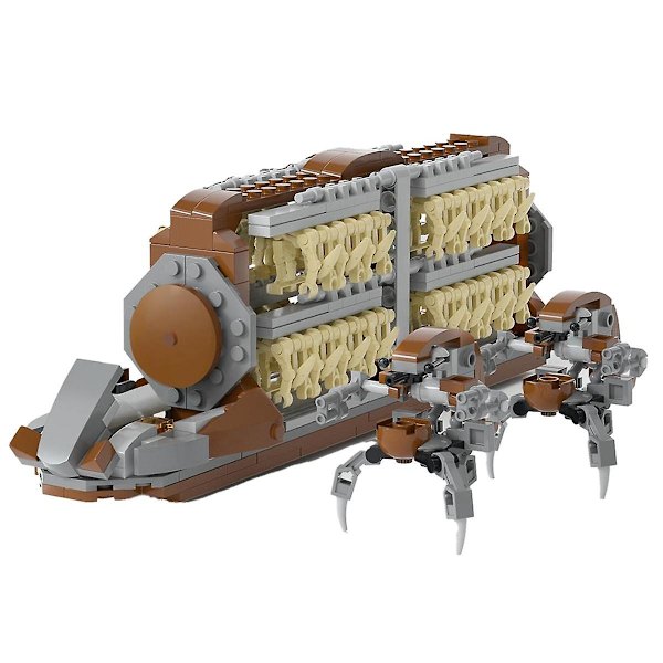 Battle Soldiers Clanker Platoon Attack Craft Byggsats, Med 2 Droidekas Figurer Byggklossar Set[DB] brown  gray