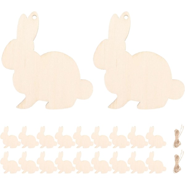 20 stk påske træpynt - kanin udskæring hængende ornamenter