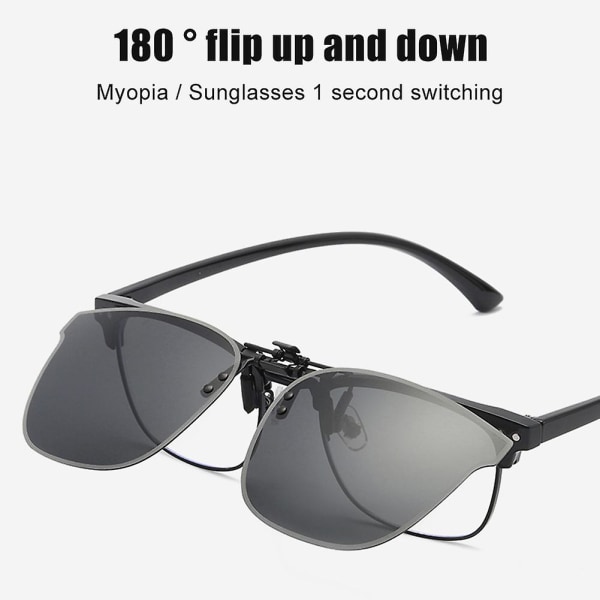 Unisex clip-on solbriller 180 grader flip stor linse solbeskyttelsesbriller isblå