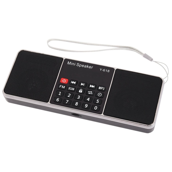 Y-618 Mini FM-radio, digitaalinen kannettava kaksois 3w stereokaiutin, MP3-audiosoitin, korkea äänenlaatu, 2 tuuman näyttö, tukee USB-asemaa T